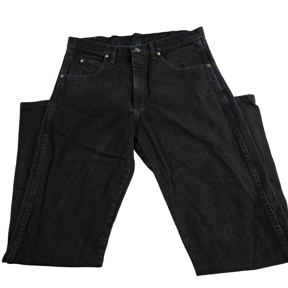 Wrangler Mens Black Denim Jeans Straight Leg Classic 34x34